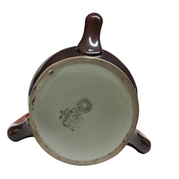 Antique 3 Handle Portrait Cup Mug Ceramic Ombre Red To Brown/Germany Signed - Picture 6 of 10